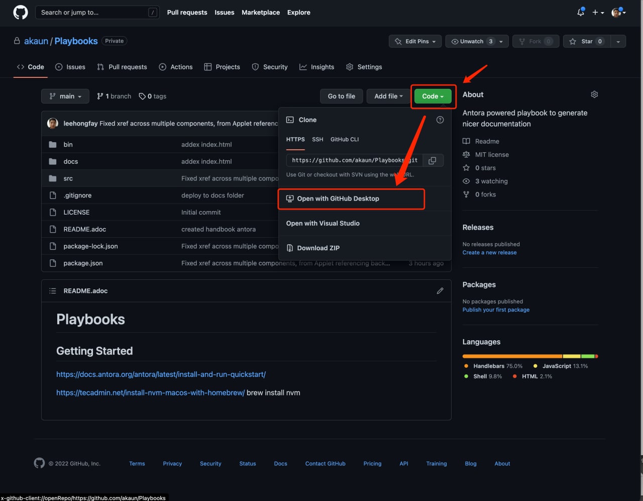 Cloning playbook repository to your computer