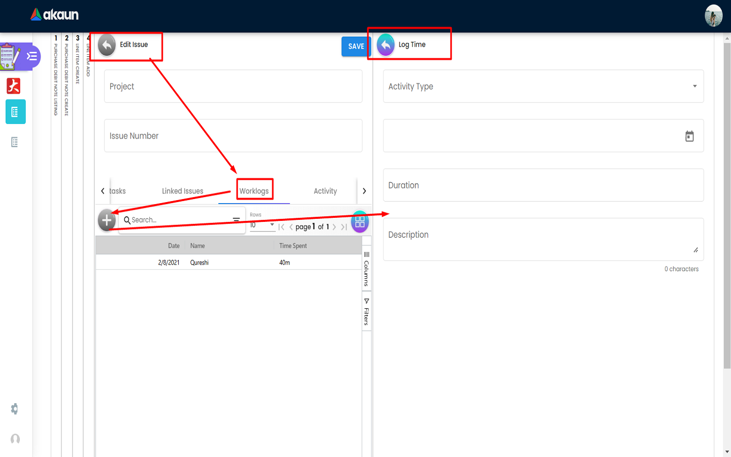 Line Item Issue Link Worklog