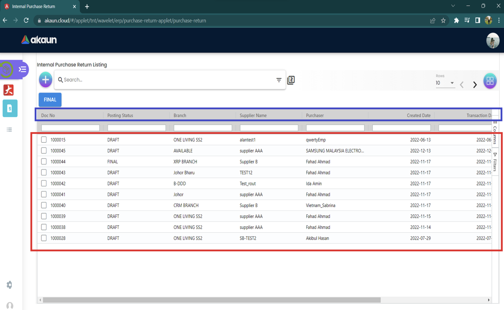 Listing Page