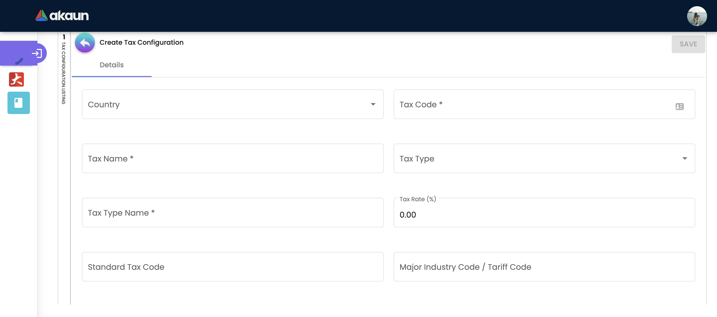 Create Tax Configuration