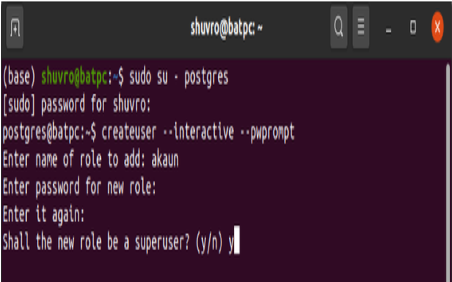 Add User - PostgreSQL