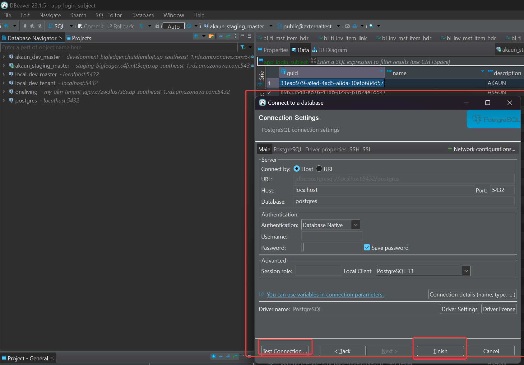 Postgres selection as database system