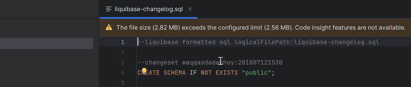 Liquibase file in Intellij