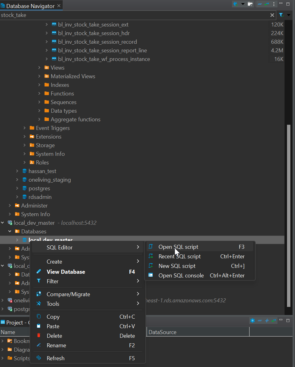 Open SQL script