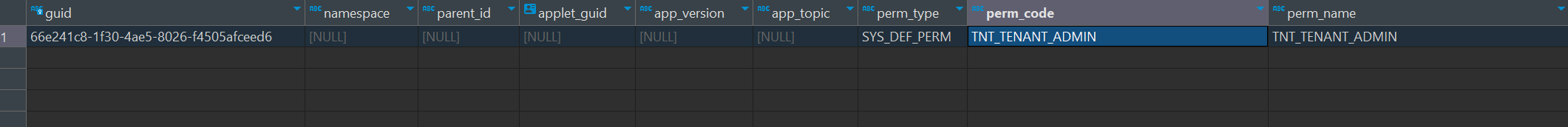 TNT_TENANT_ADMIN permission in app_perm_dfn table