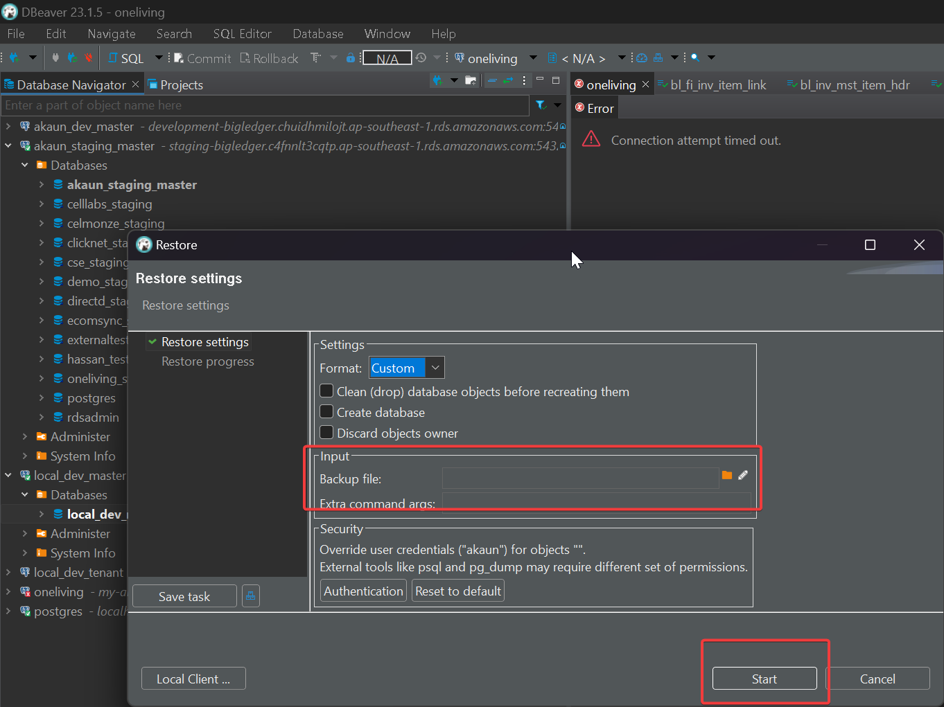 choose backup file