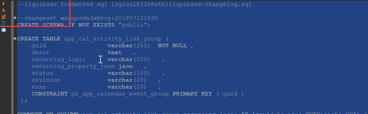 Run the liquibase script