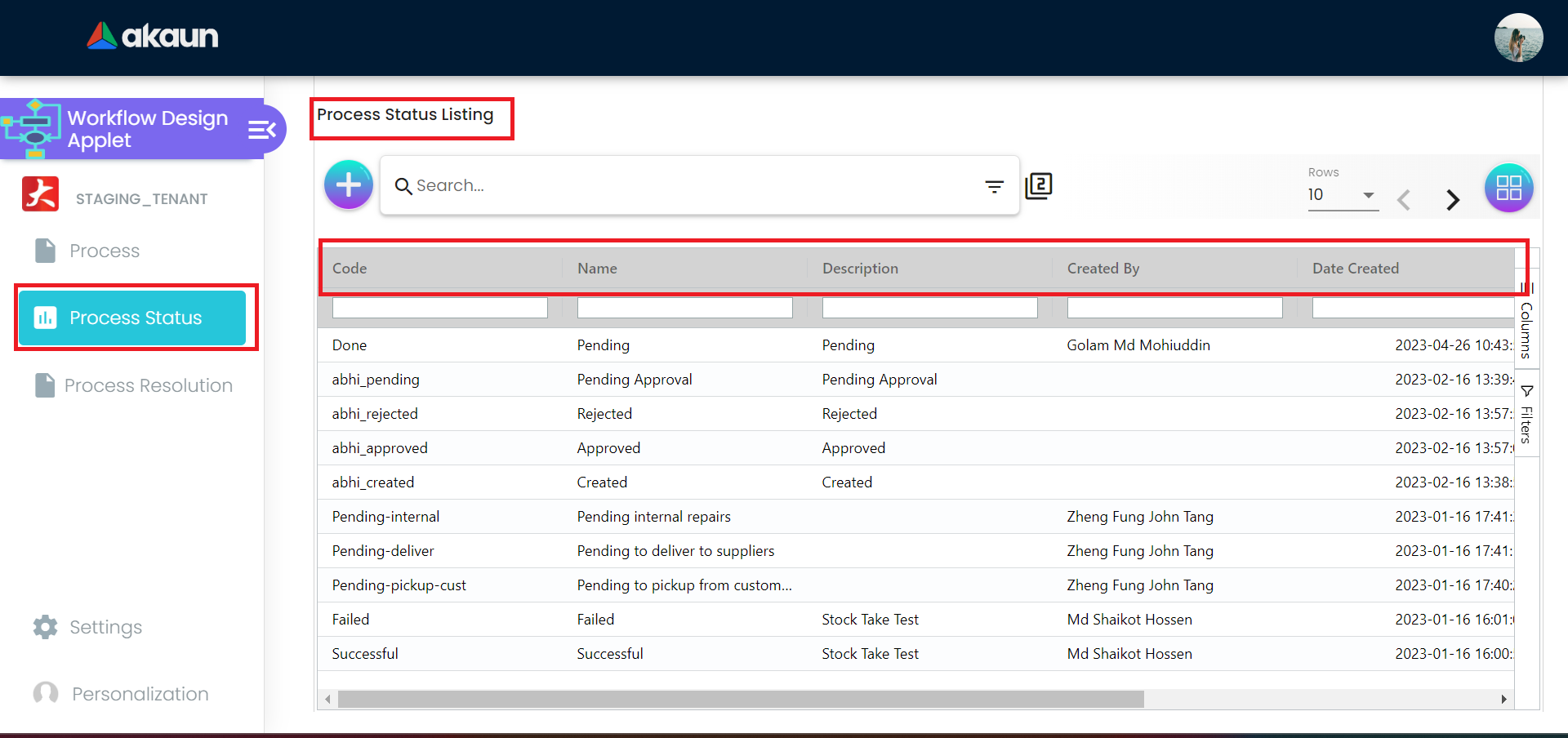 Process_Status_Listing