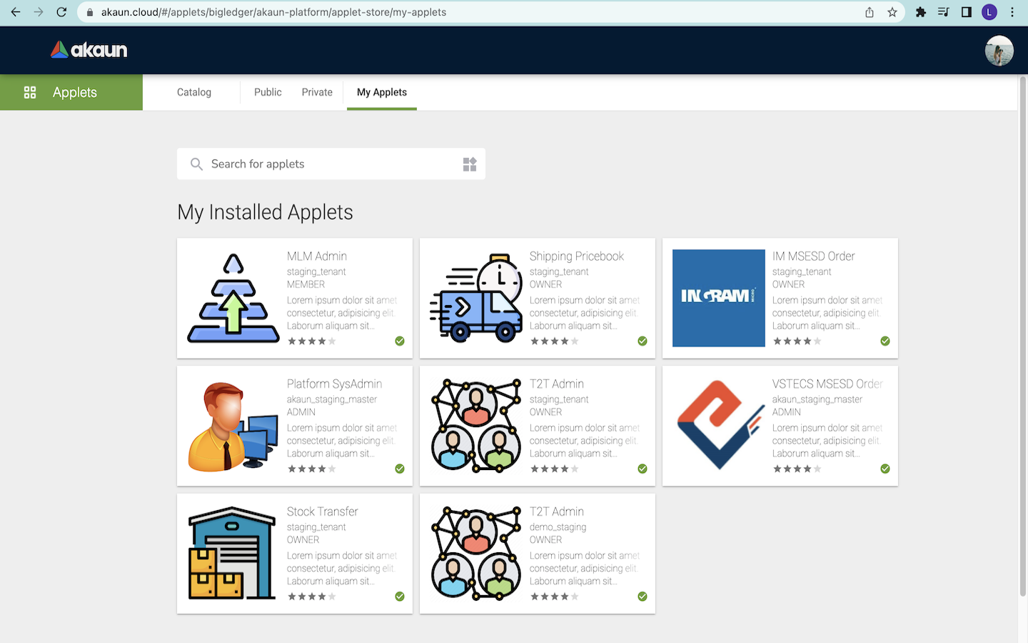 15 MyAppletsPage InstalledApplets