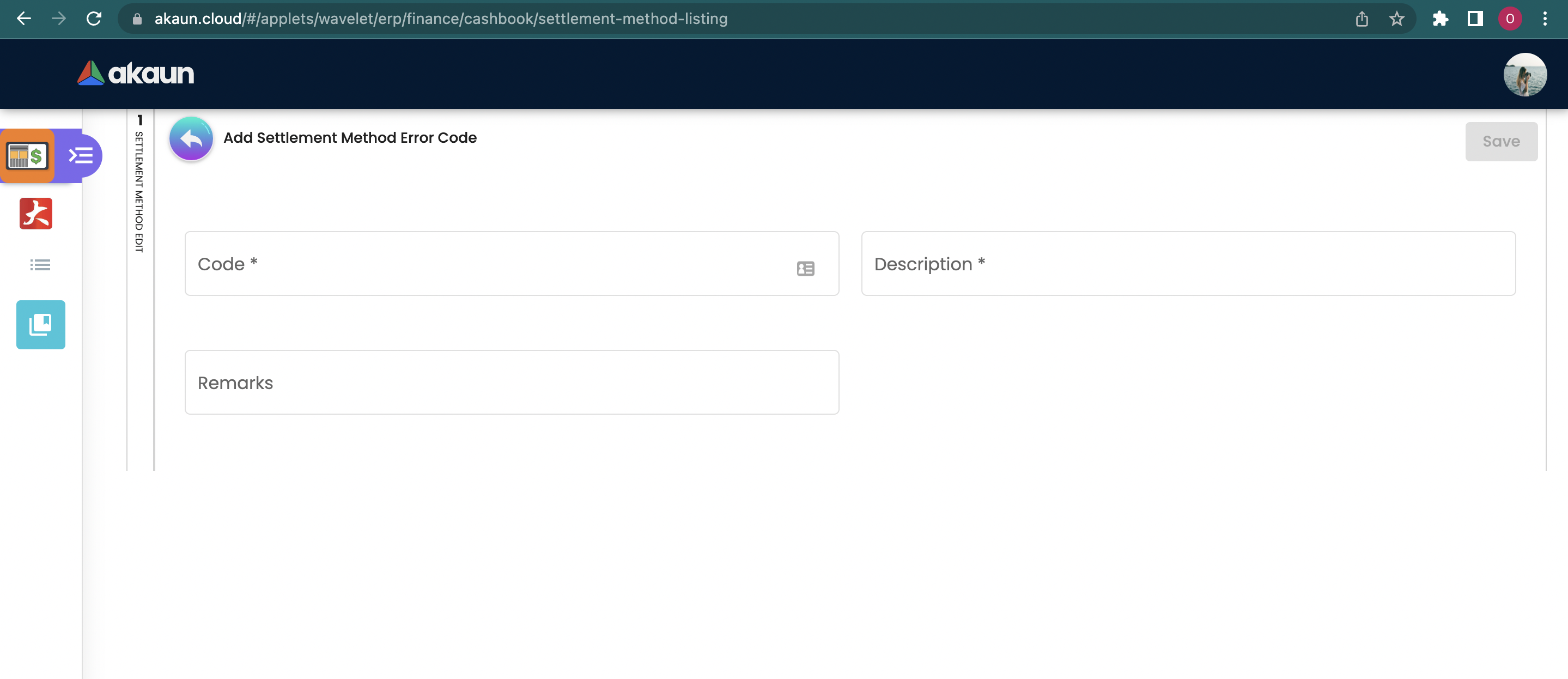 Add Settlement Method Error Code