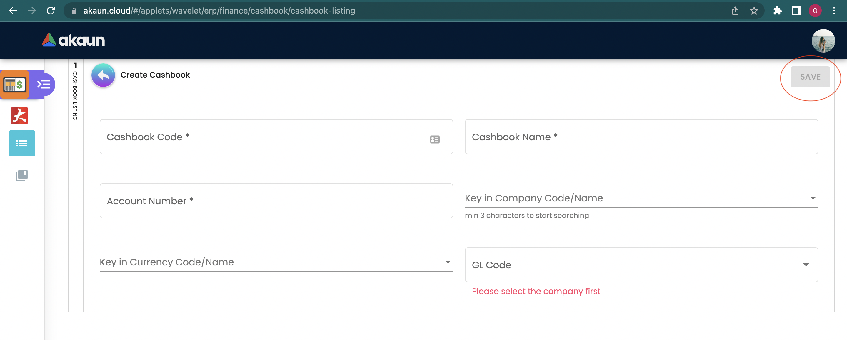 Create Cashbook
