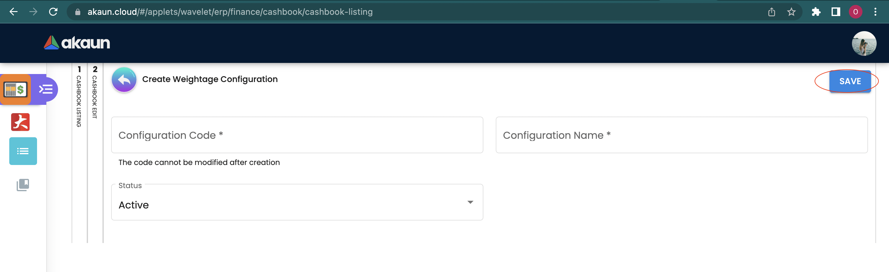 Create Weightage Configuration