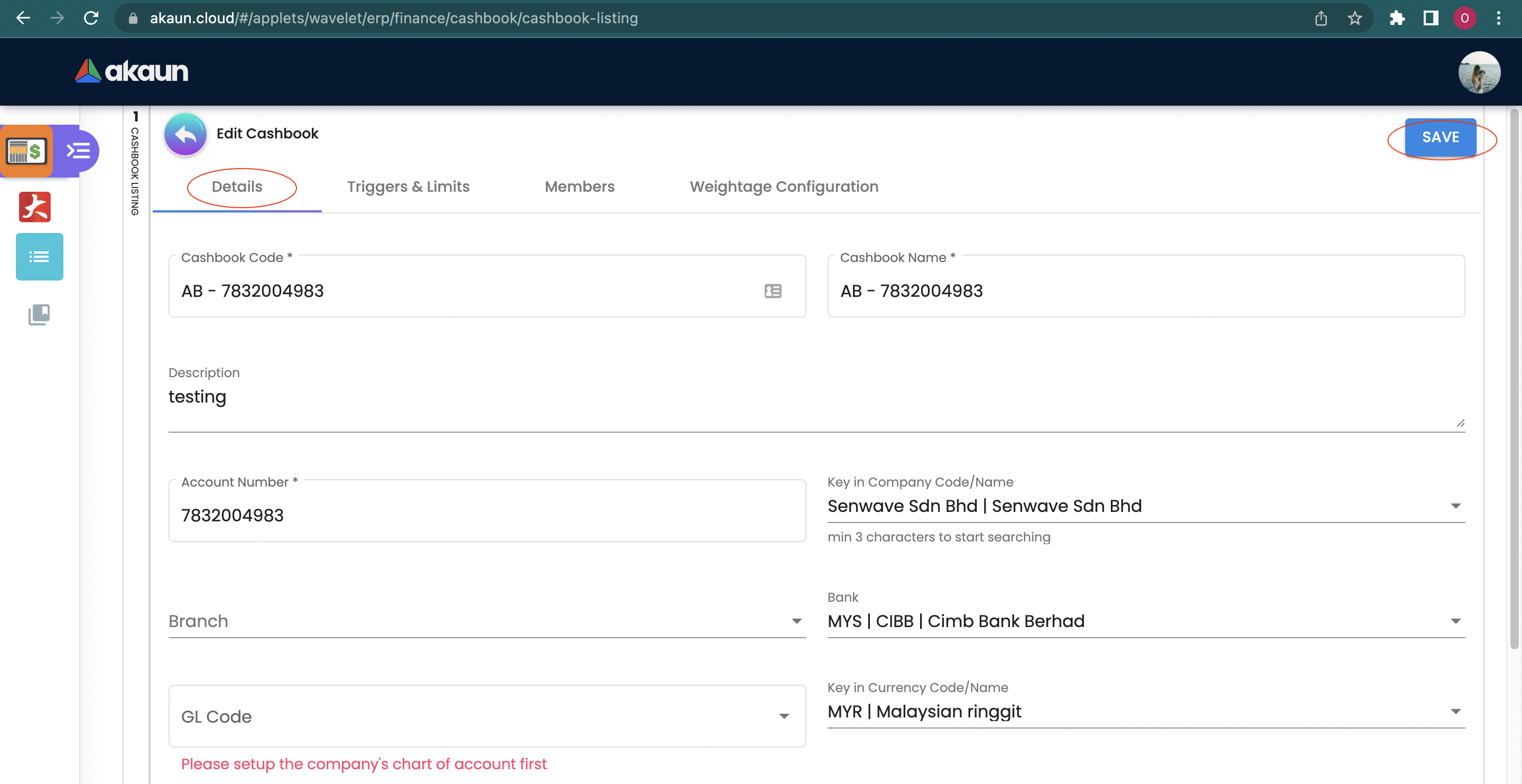 Edit Cashbook Details