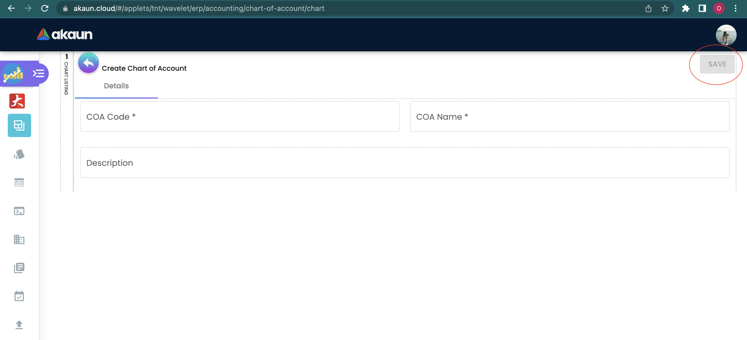 Create Chart of Account