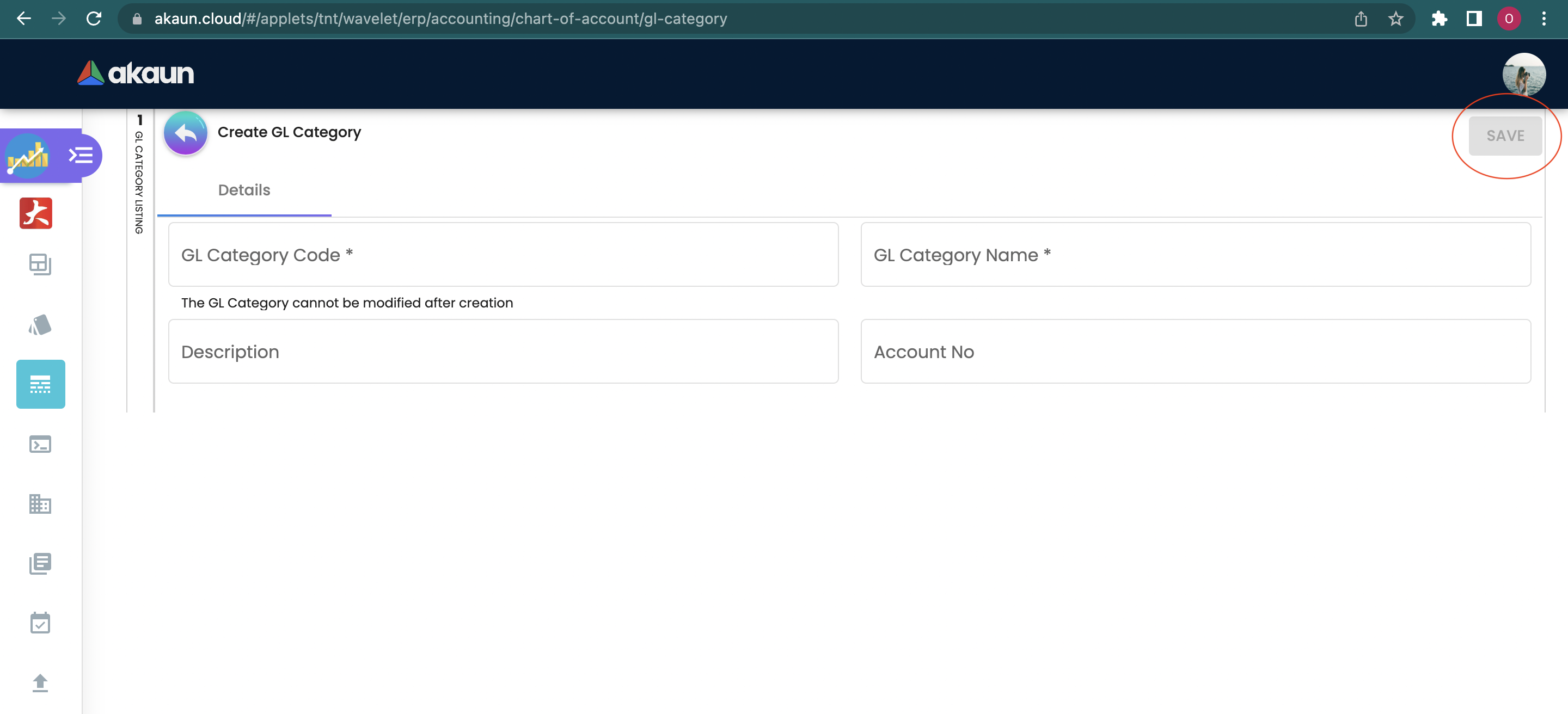 Create GL Category