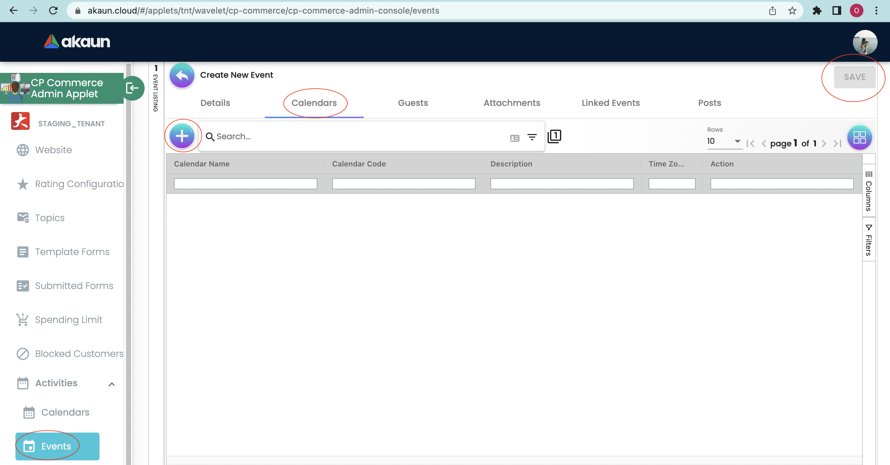 Create New Event (Calendar)