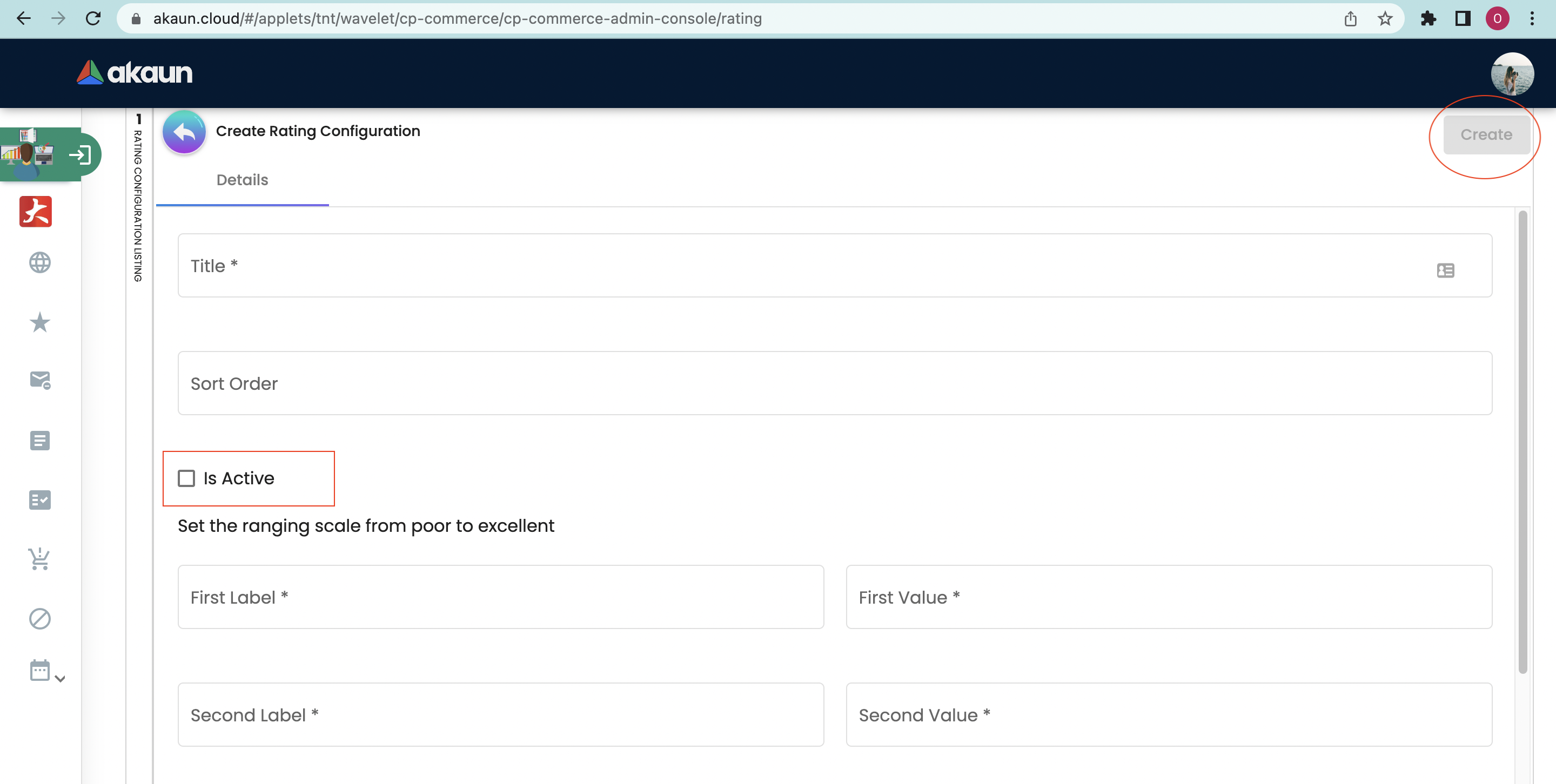 Create Rating Configuration Listing