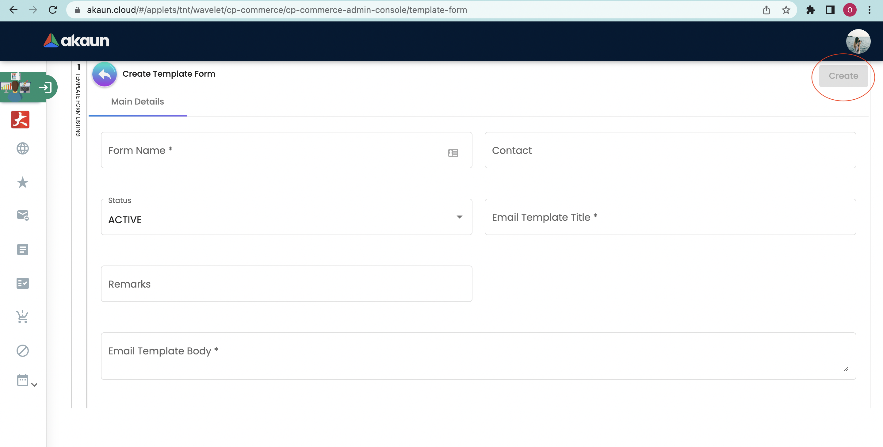 Create Template Form