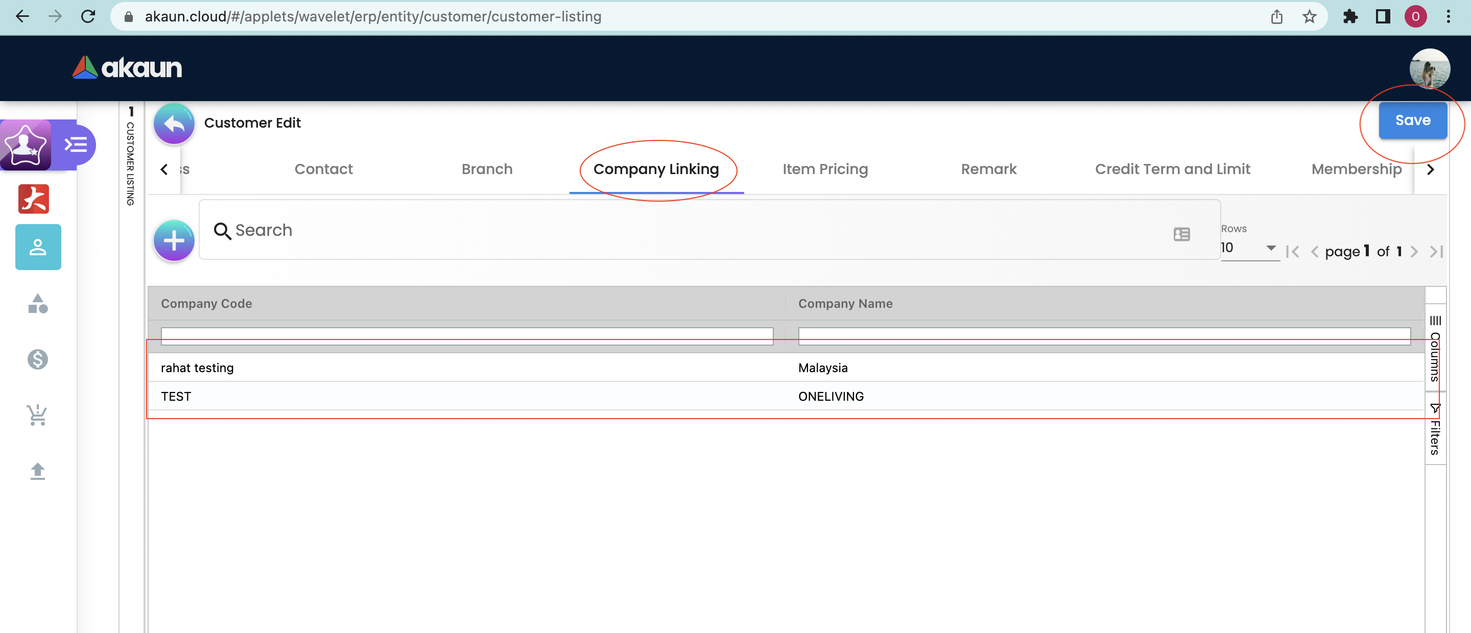 Company Linking Main Page