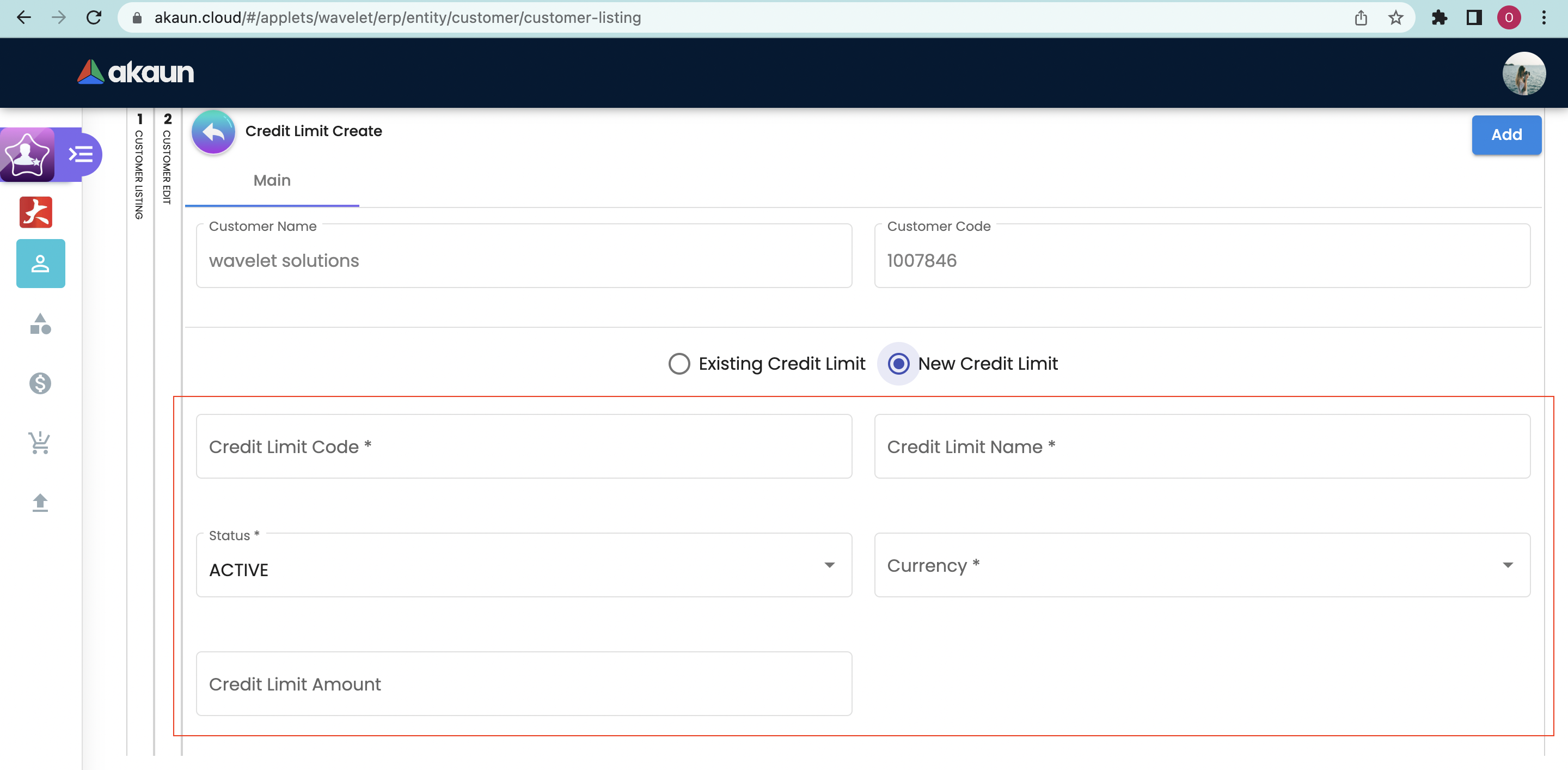 Create Credit Limit