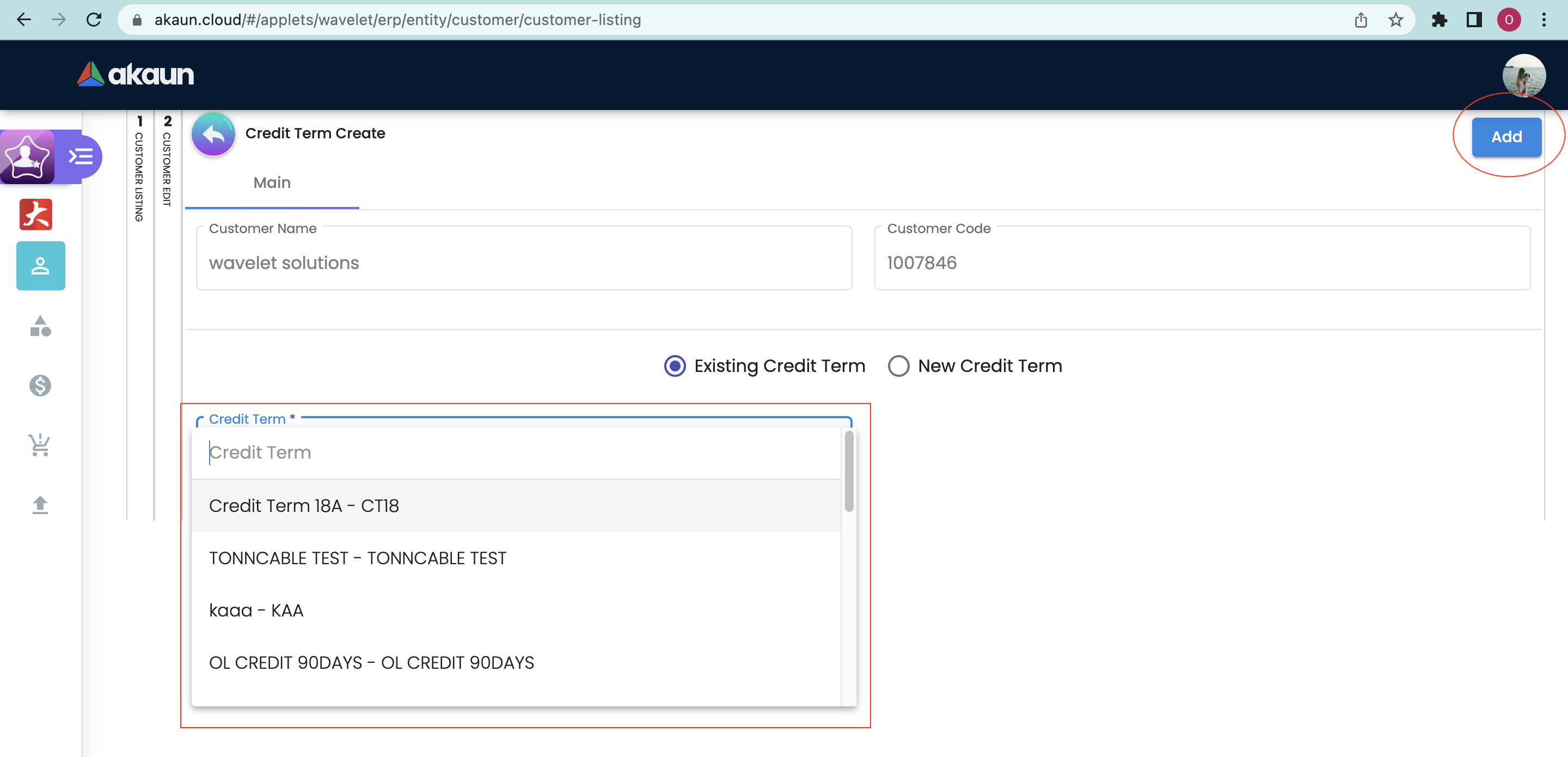 Create Credit Term