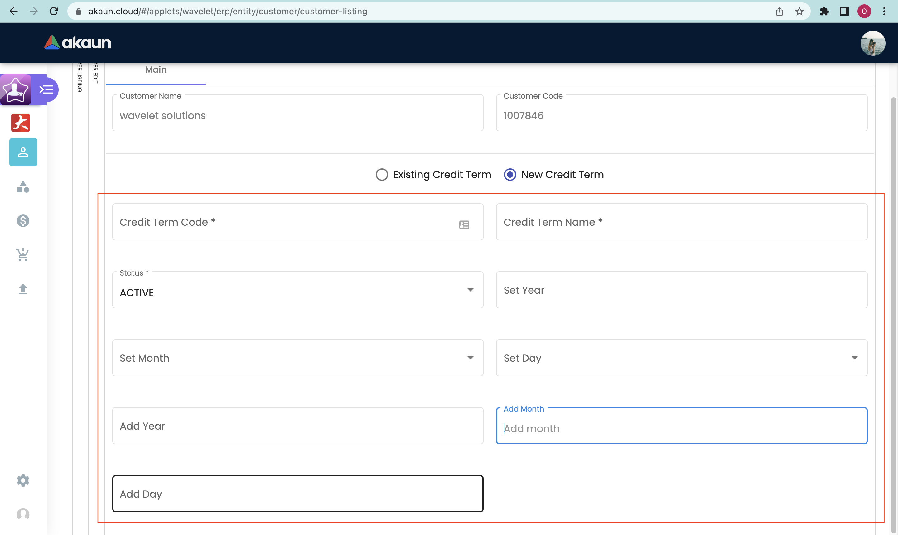 Create Credit Term