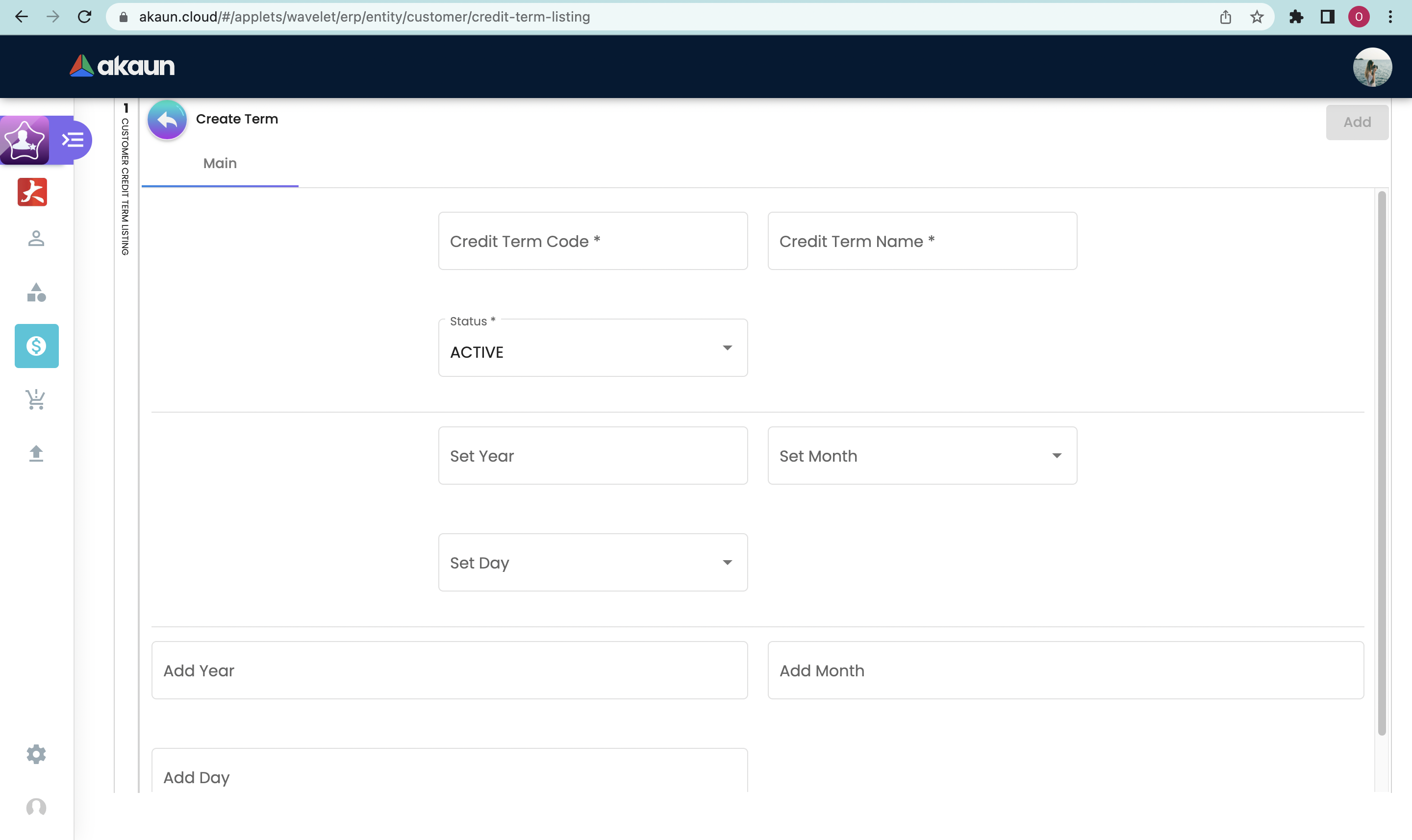 Create Credit Term Listing