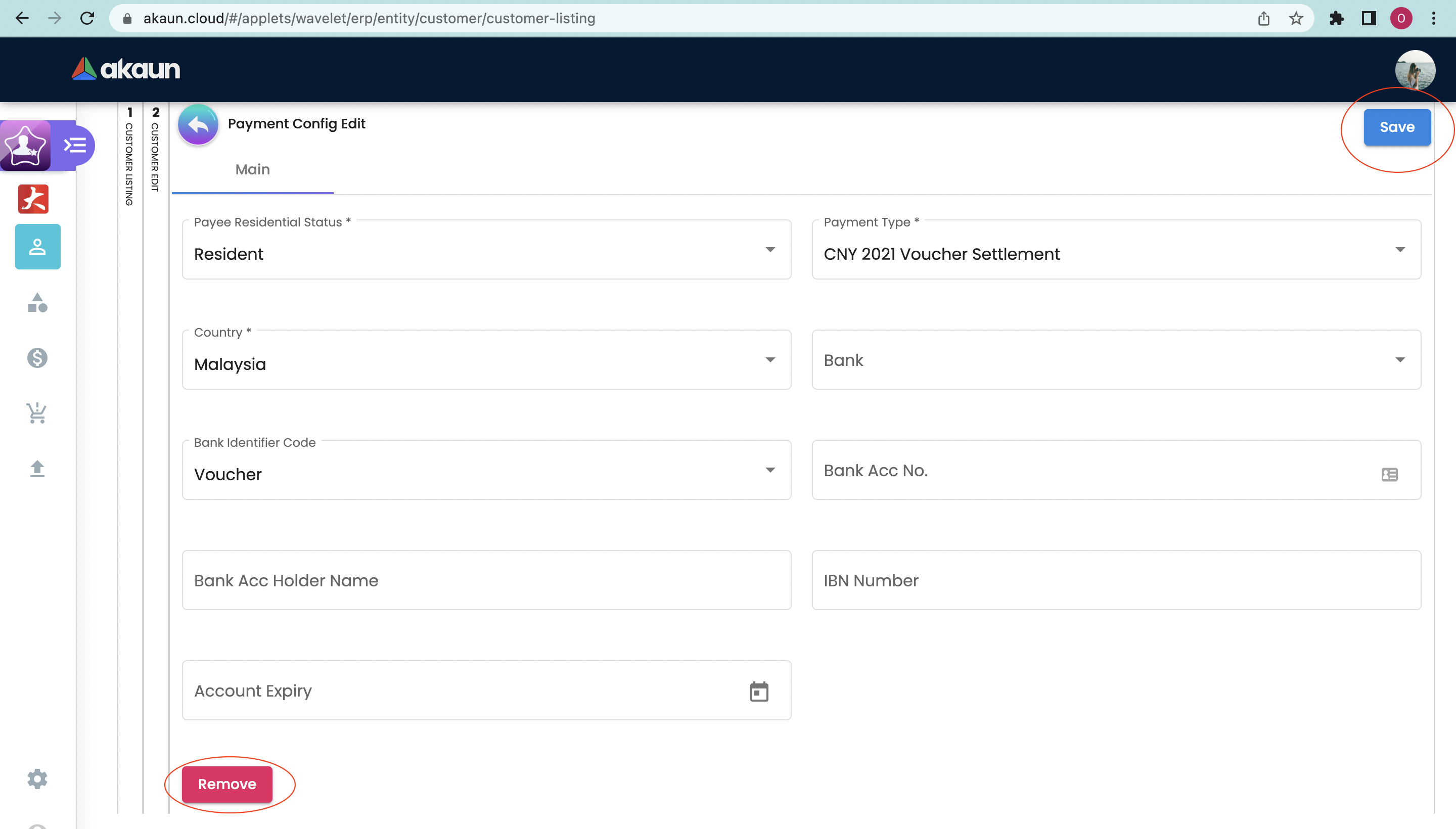 Edit Payment Config