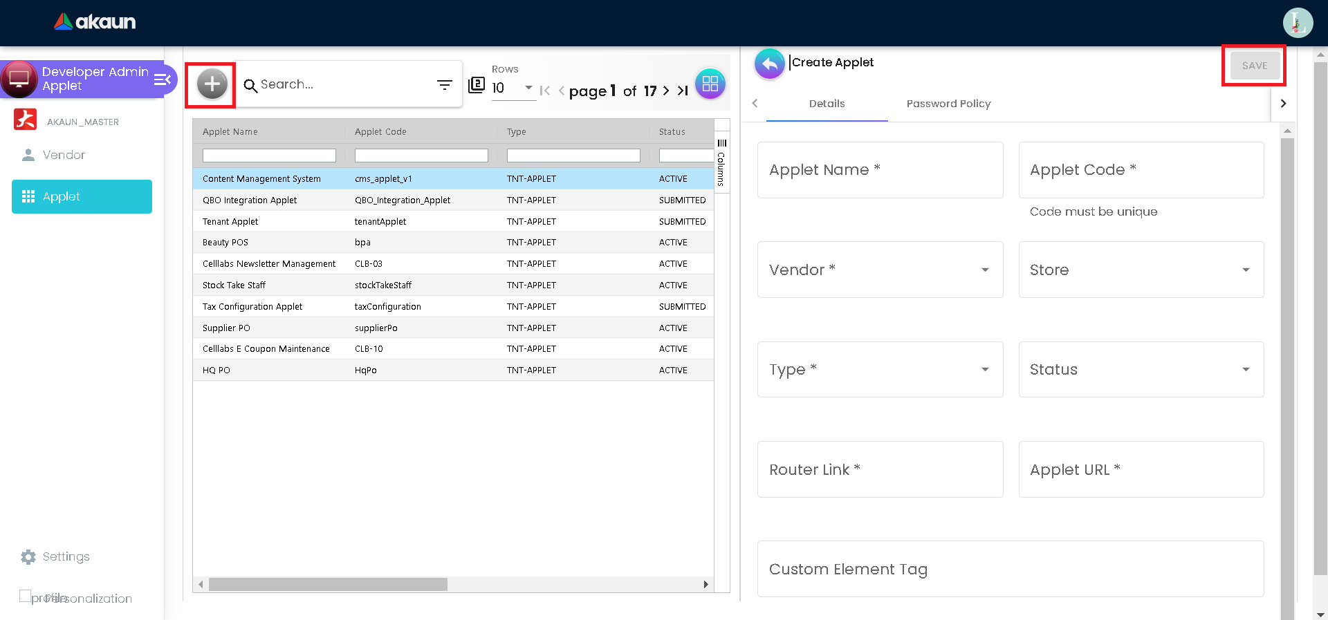 Create Applet