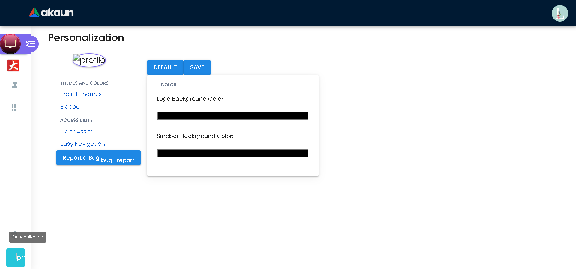 Personalization Side Bar