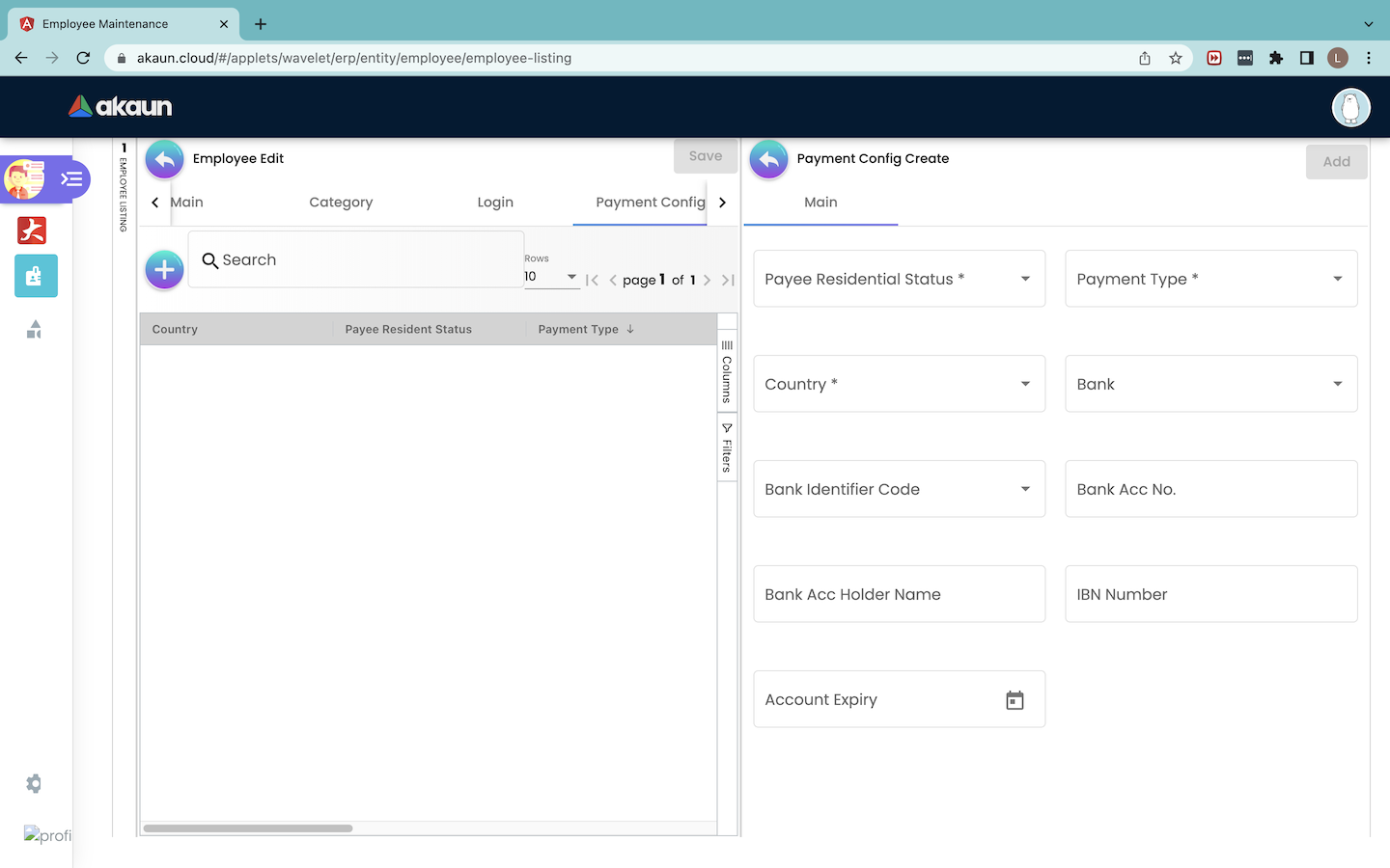 Employee Edit Payment Config