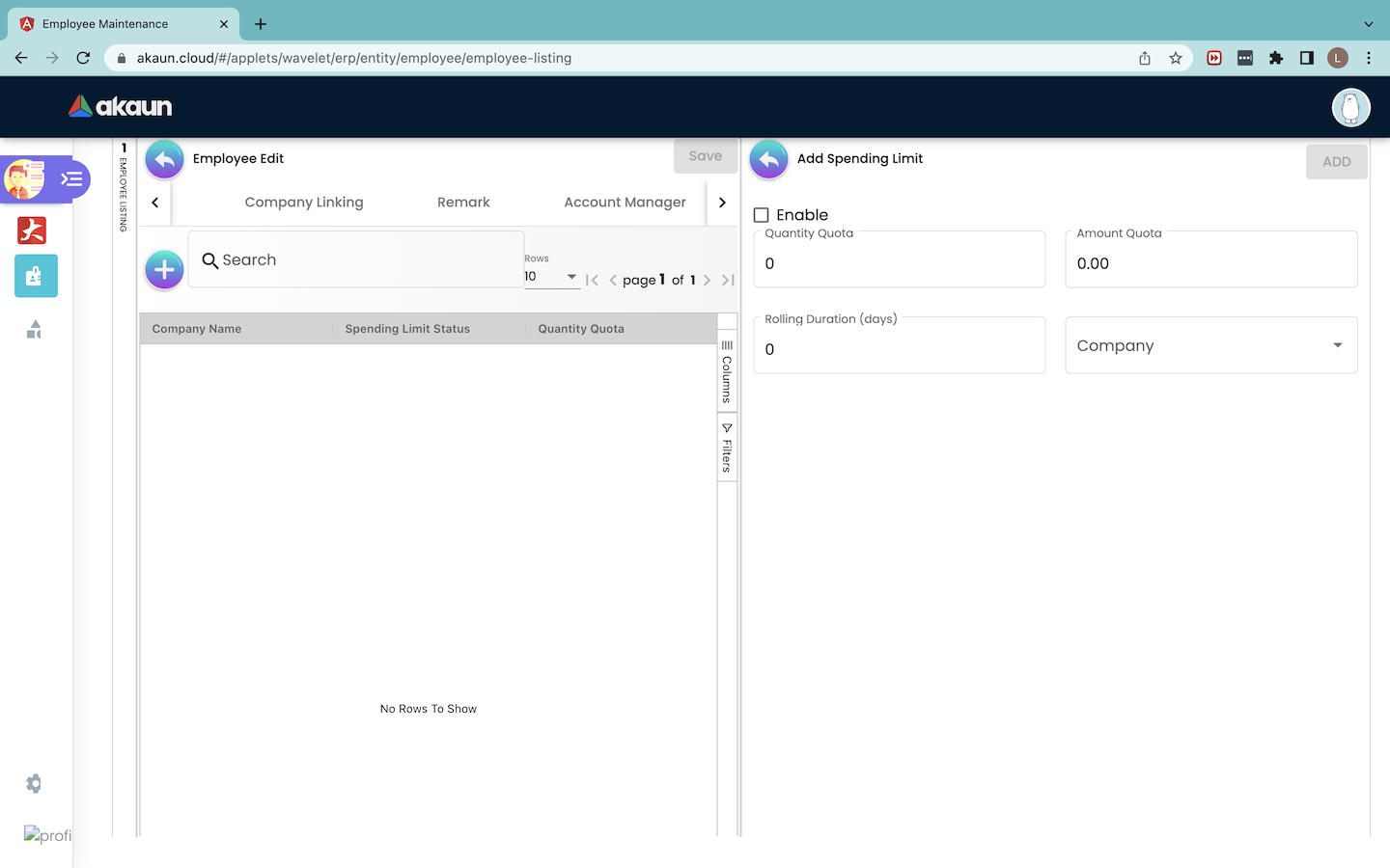Employee Edit Spending Limit