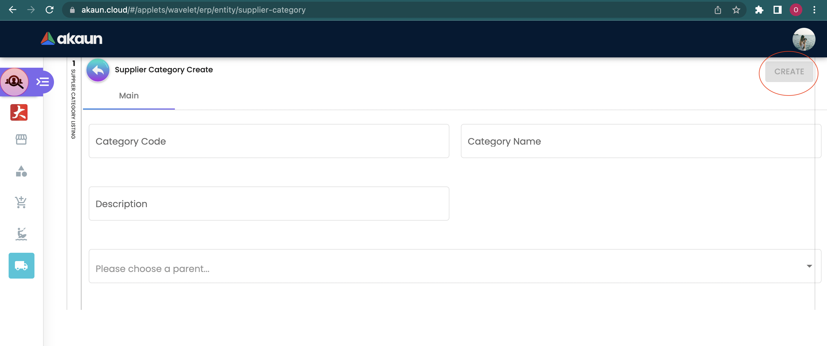 Create Supplier Category