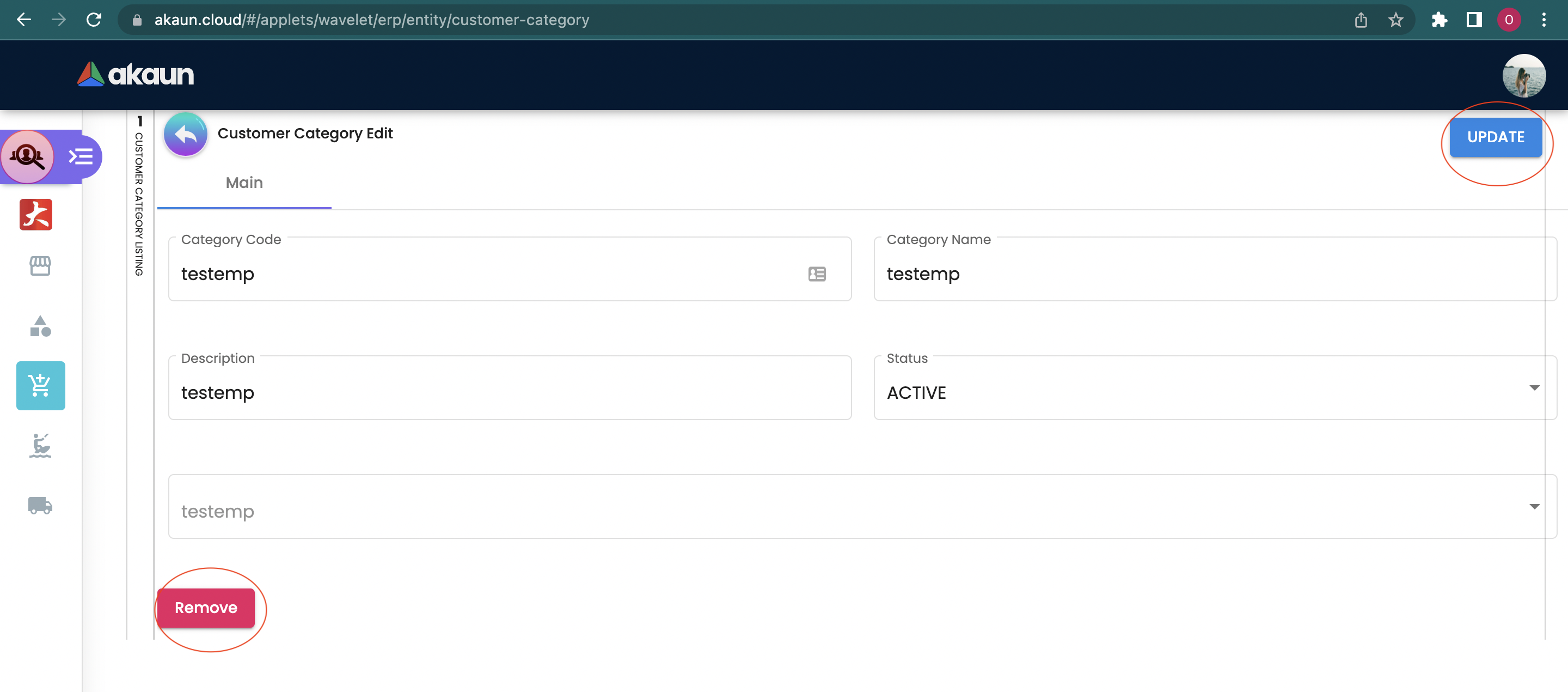 Edit Customer Category