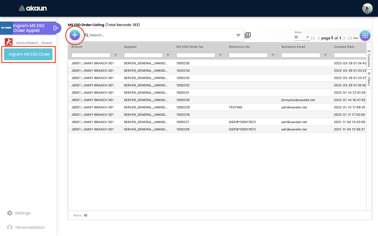 MSESD Order Listing