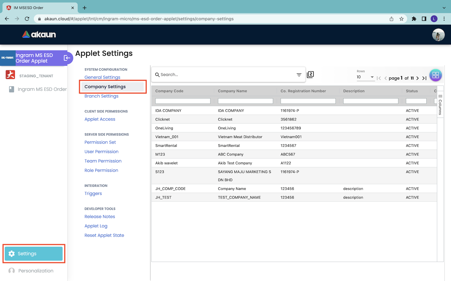 Company Listing Page