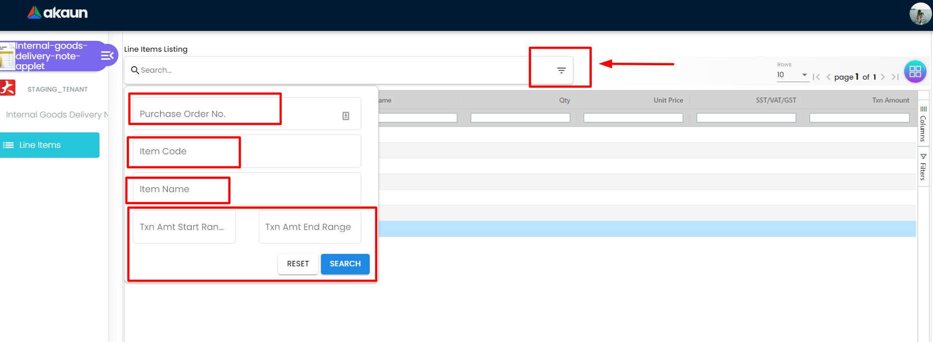 Search Filter