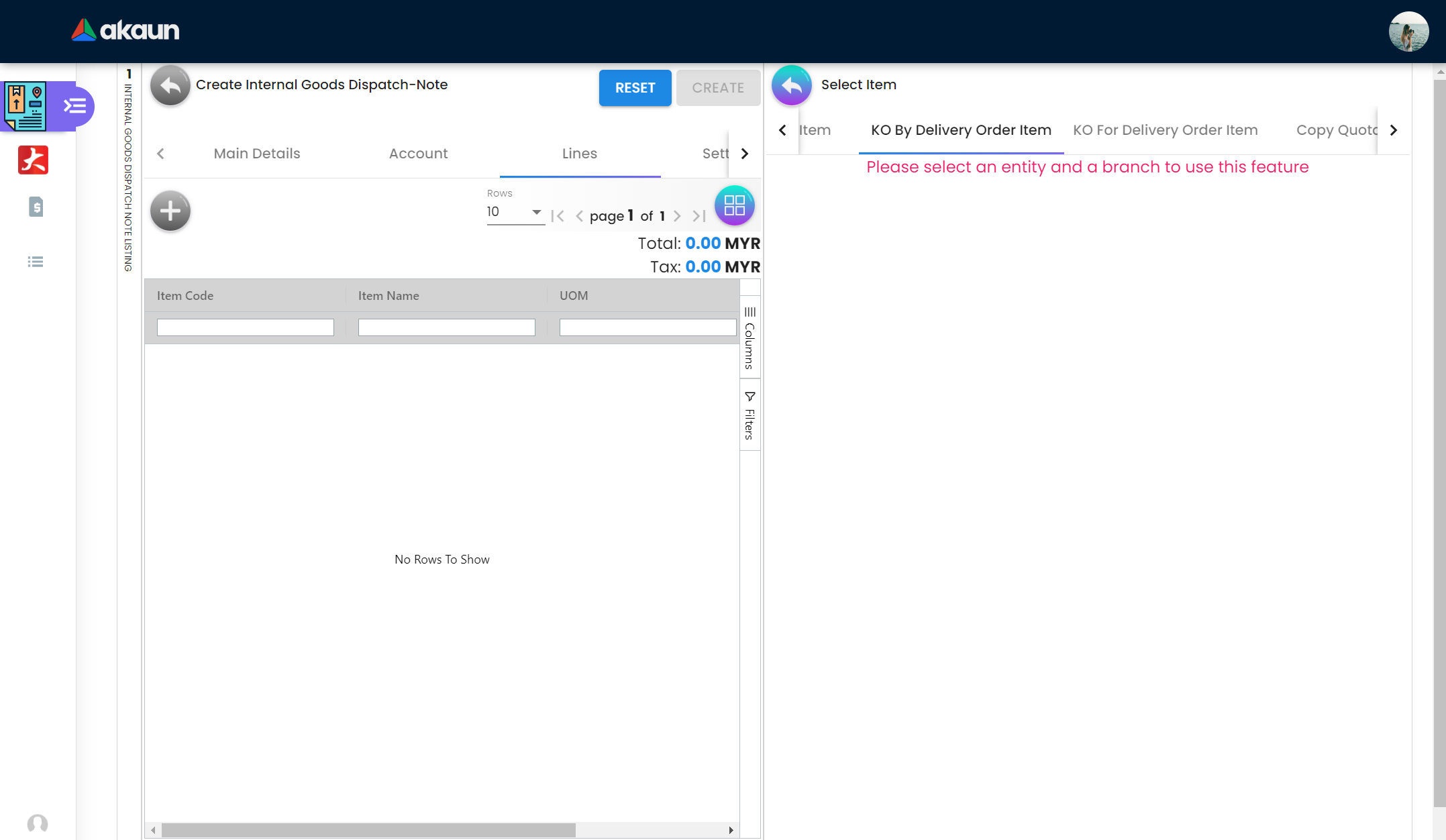 Create KO By Delivery Order Item