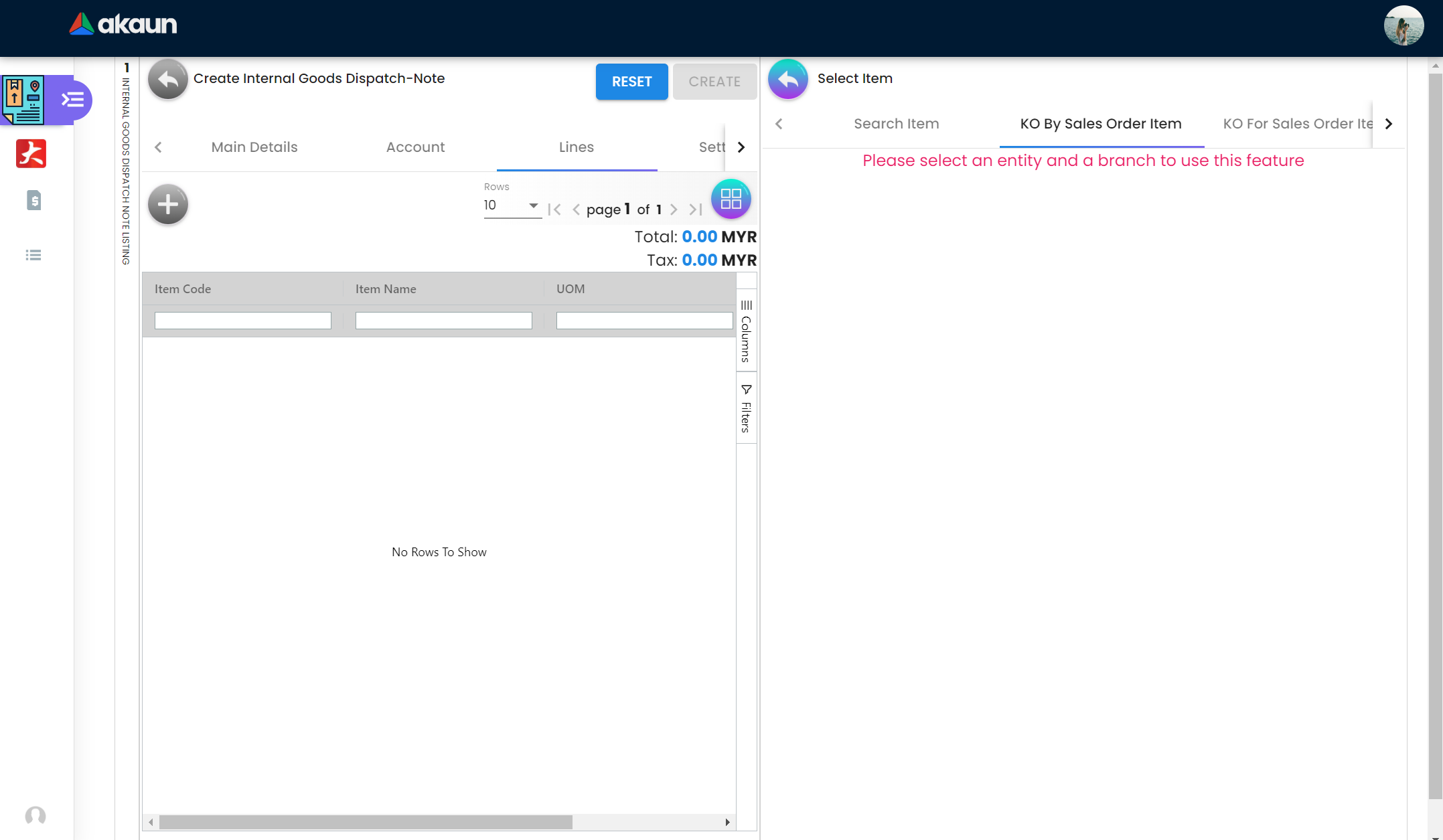 Create KO By Sales Order Item