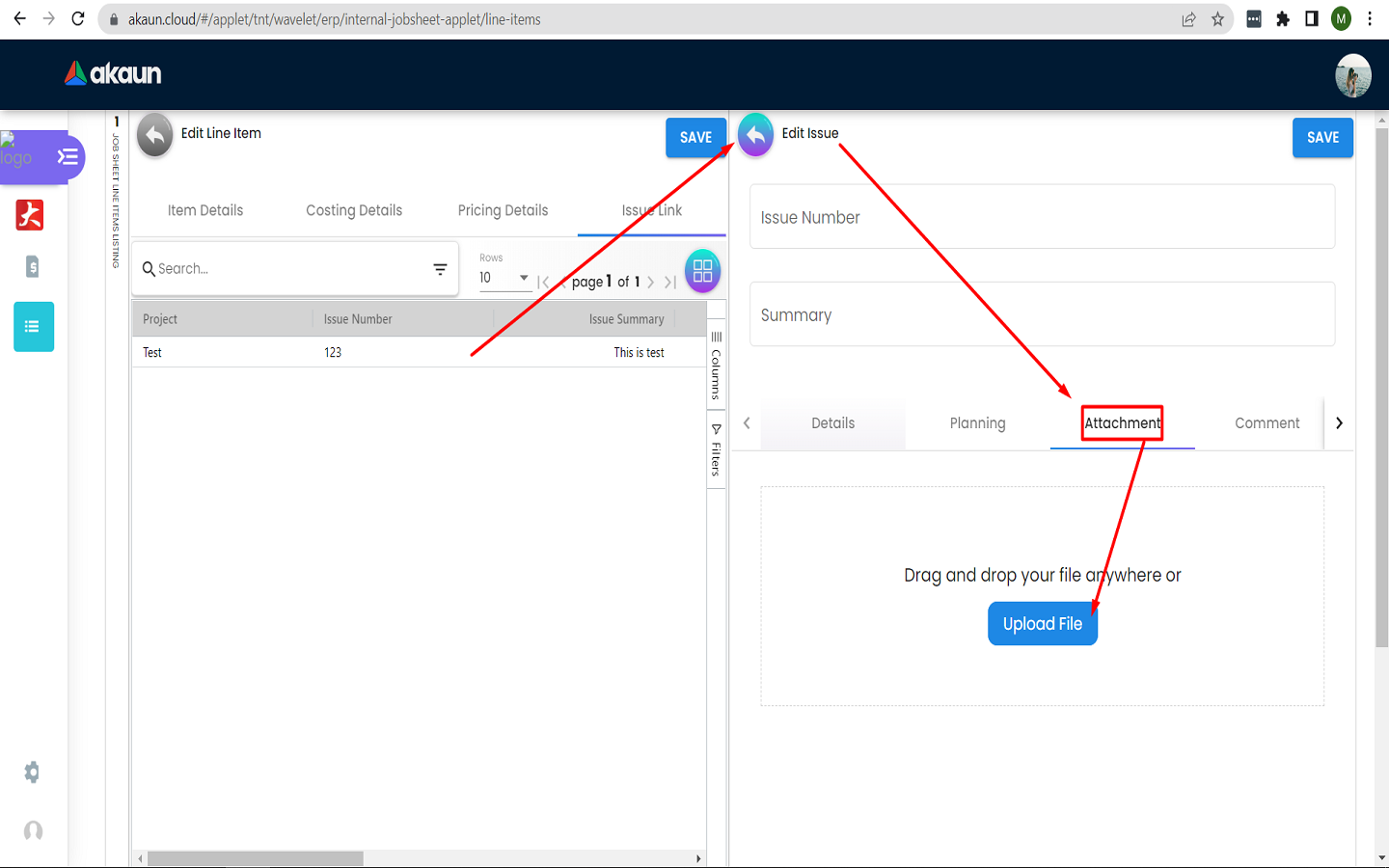 Attaching documents to issues