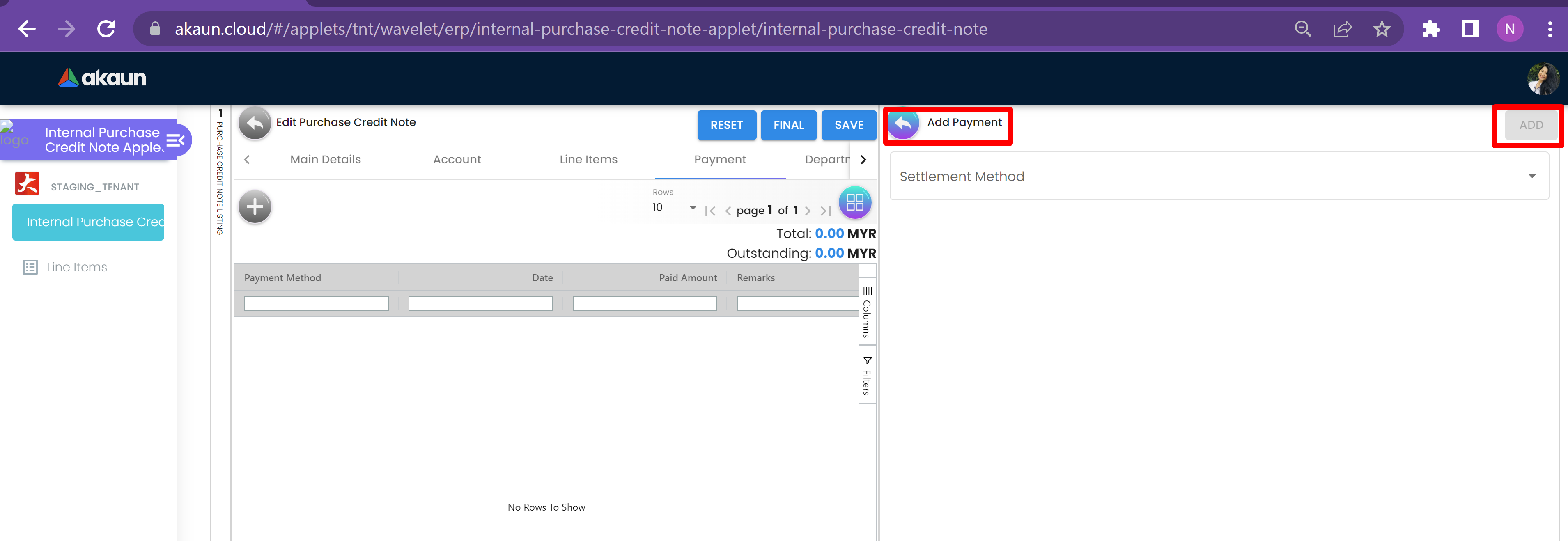 Add Payment