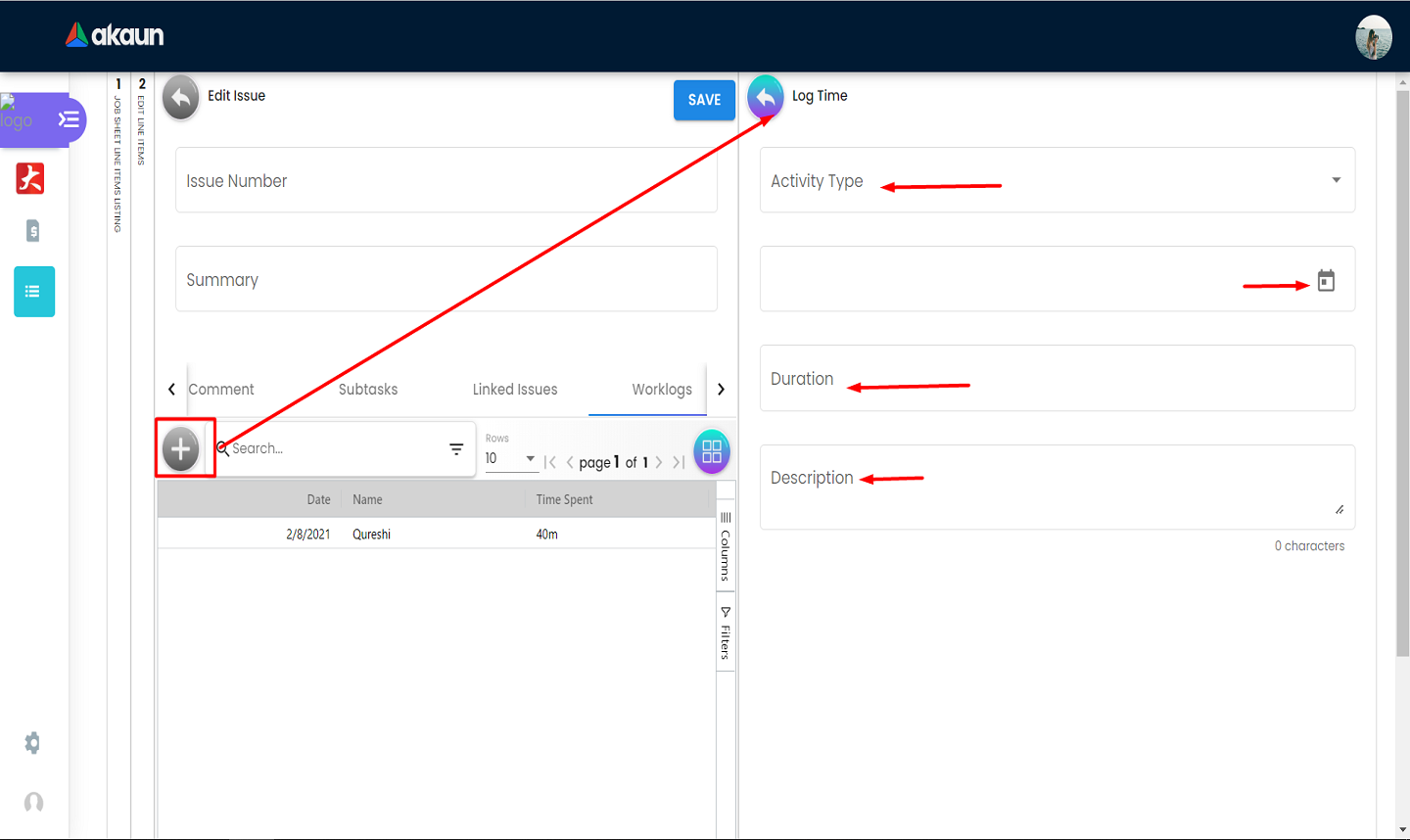 Line Item Worklog
