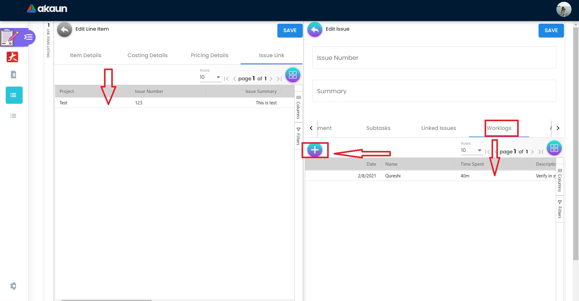 Issue Link Create Worklog