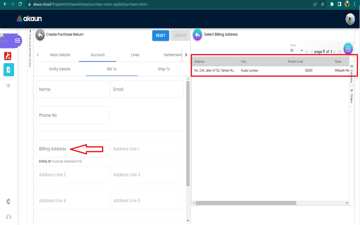 Select Billing Address