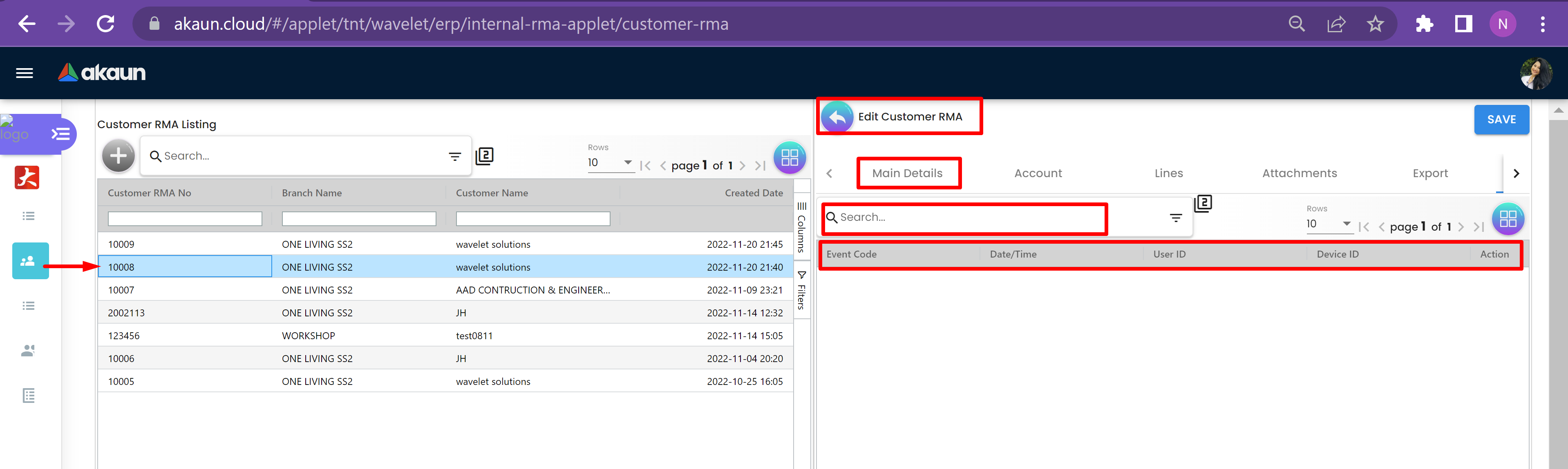 Edit Customer RMA