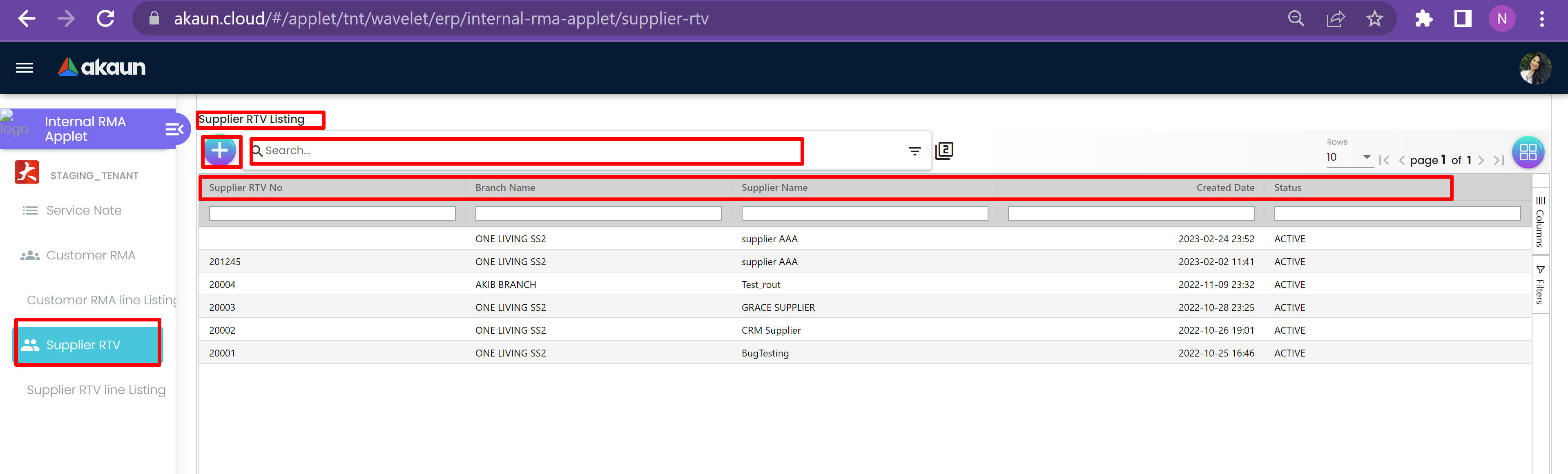 Supplier RTV Listing