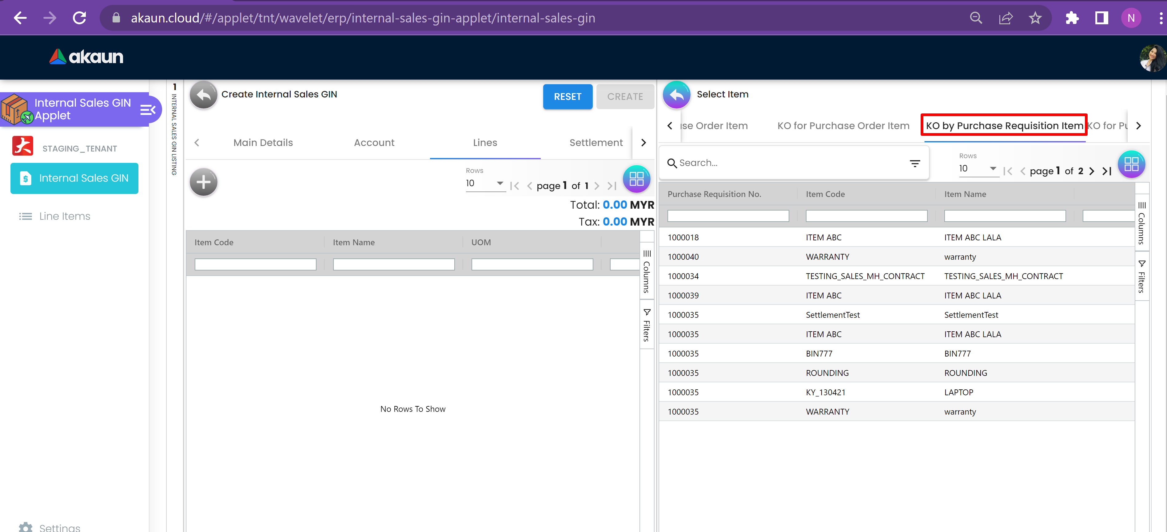 Purchase Requisition Item