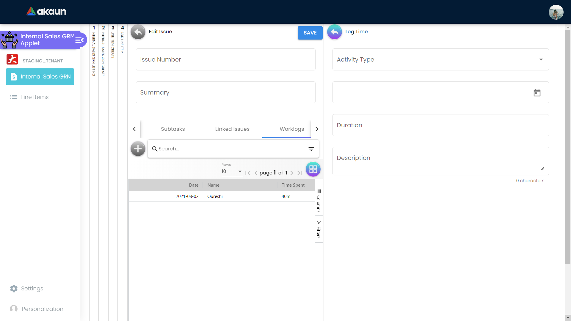 Create Worklogs