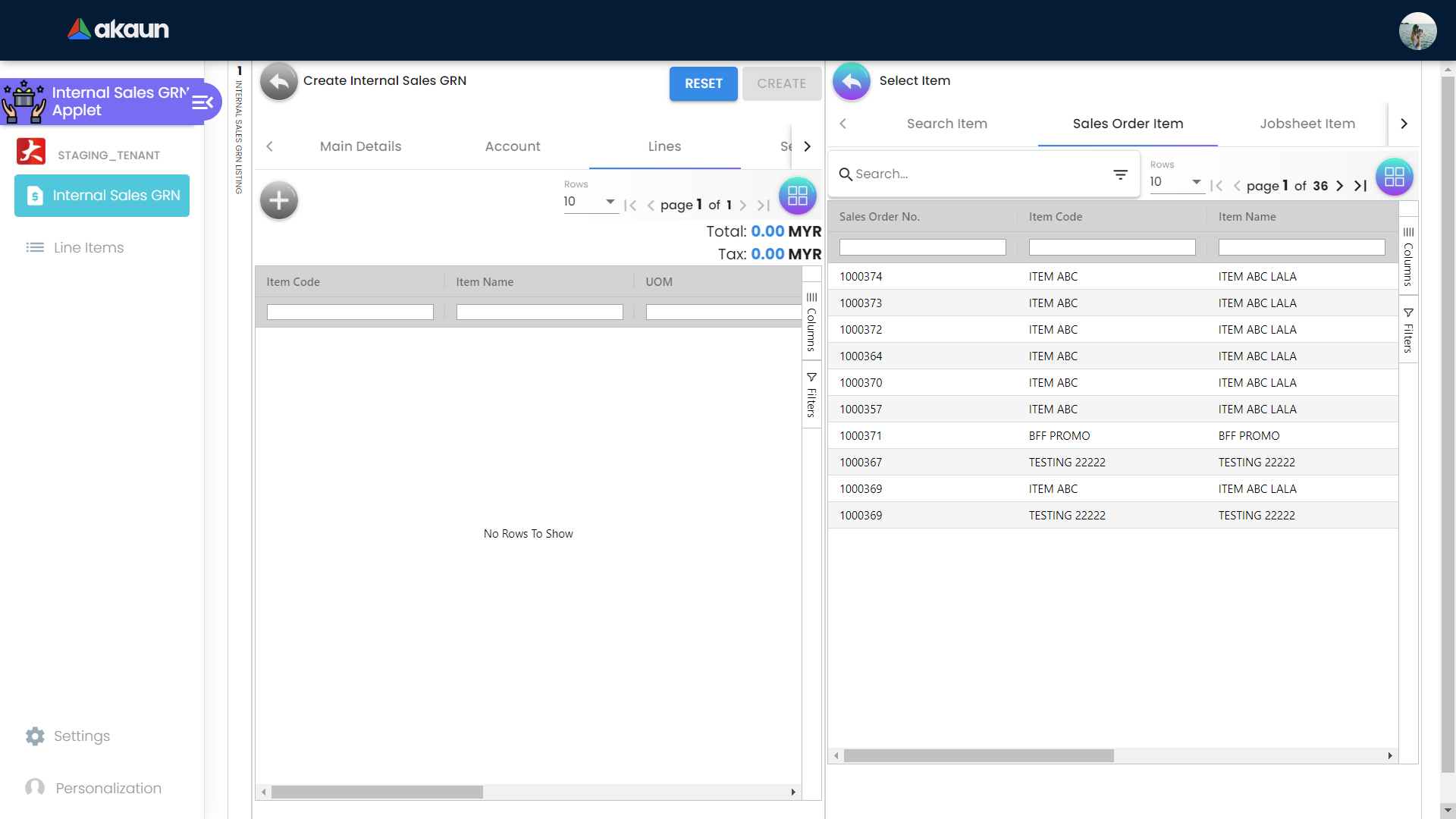 Create Sales Order Item