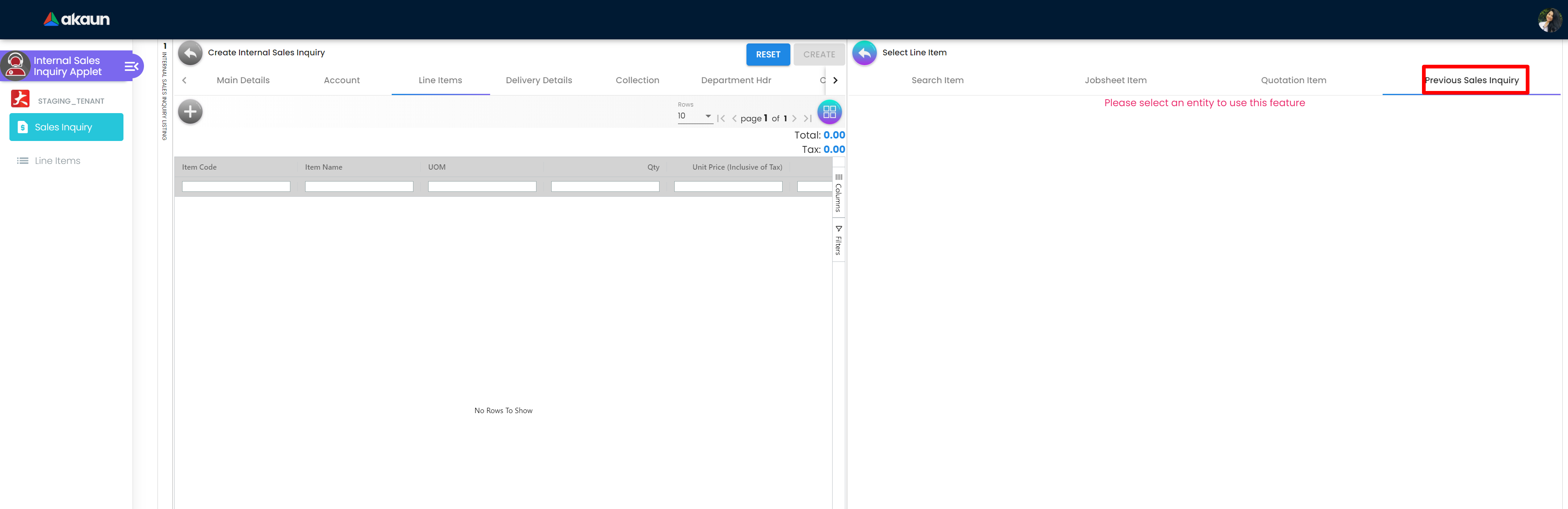 InternalSalesInquiryApplet-Create-SelectLineItem-PreviousSalesInquiry